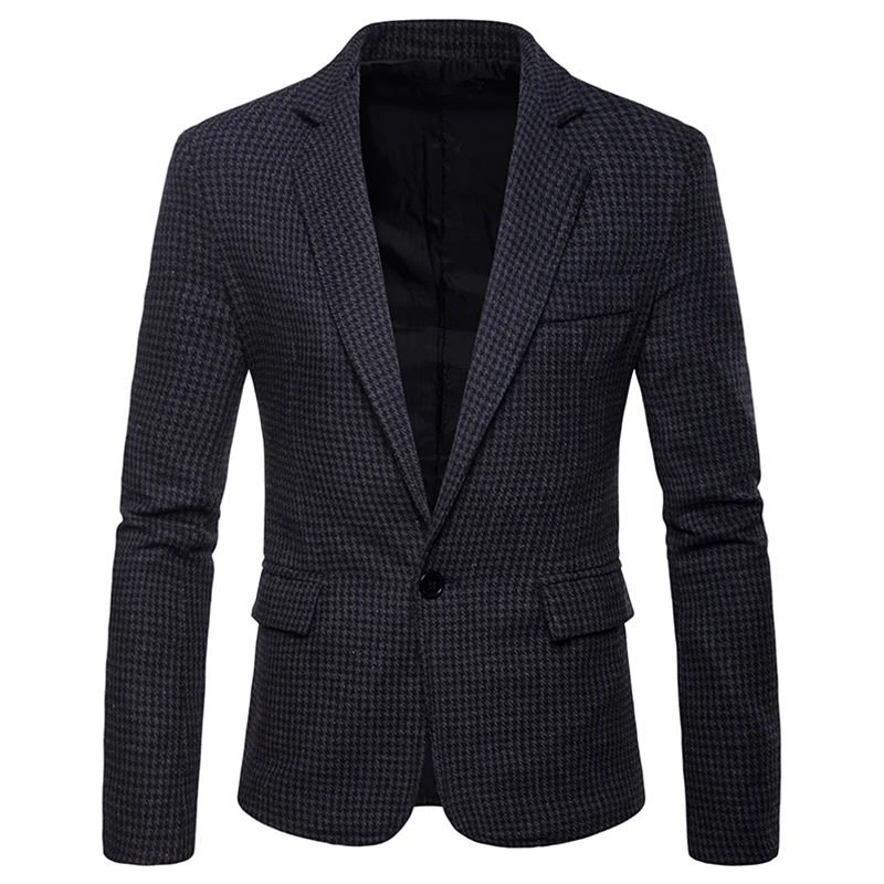 Новый Для мужчин s модный бренд блейзер в клетку Повседневное Slim Fit пиджак мужской