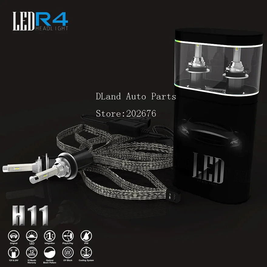 DLAND R4 40 Вт 4800LM авто светодиодный блок розжига/светодиодный светильник комплект H1 H3 H7 H8 H9 H11 9012 9005 9006 880 881 H4 H13 лучшего качества