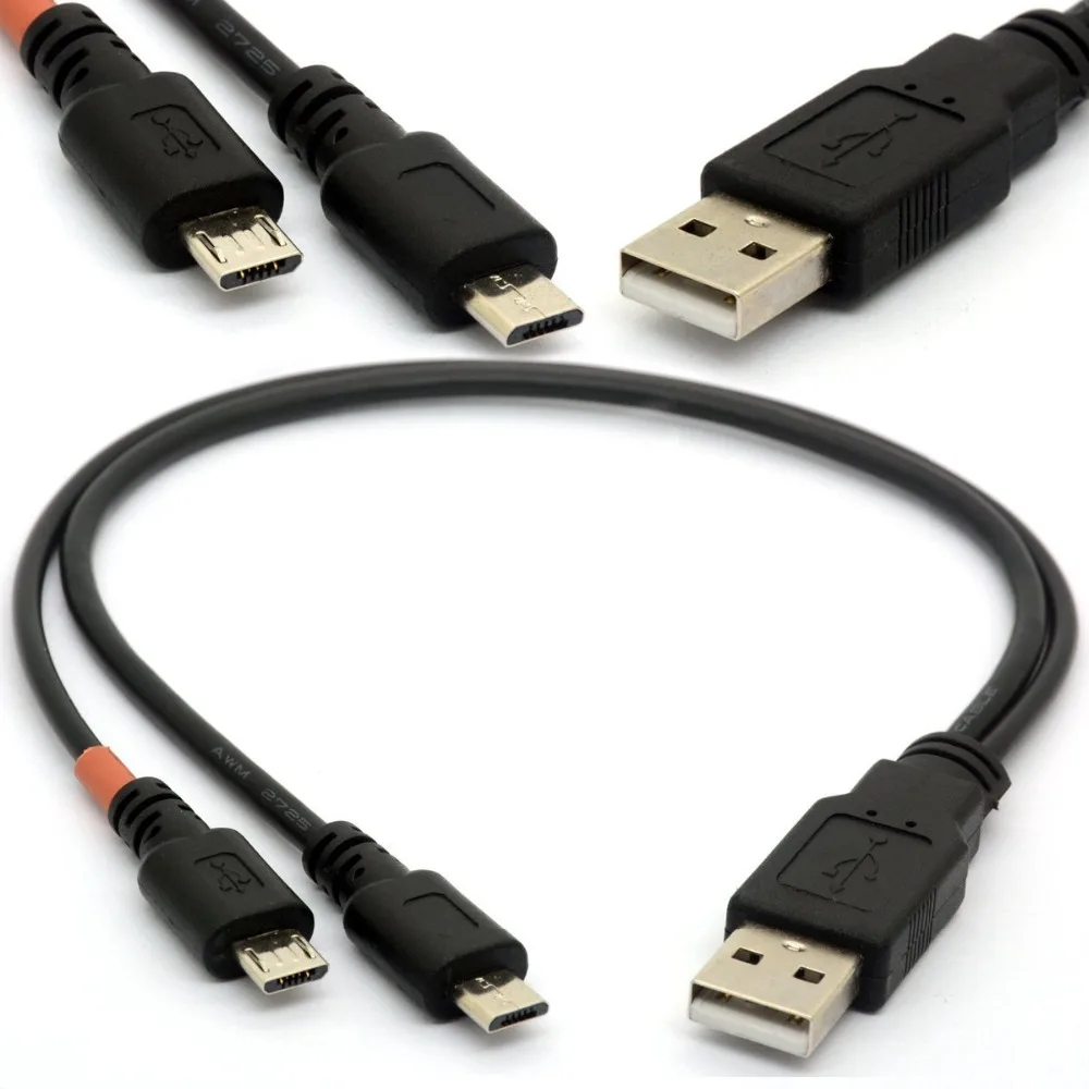 Разветвитель Micro USB кабель Y зарядное устройство свинцово 2 0 A на двойной B