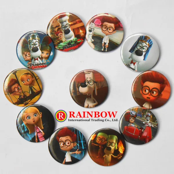 4 5 cm мистер пибоди и шерман булавка знак пуговица круг комикс олово украшения 2400