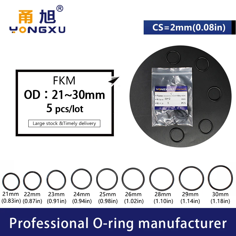 10 шт./лот Фтор прорезинение черный FKM CS2mm ORing уплотнение OD21/22/23/24/25/26/27/28/29/30*2 мм