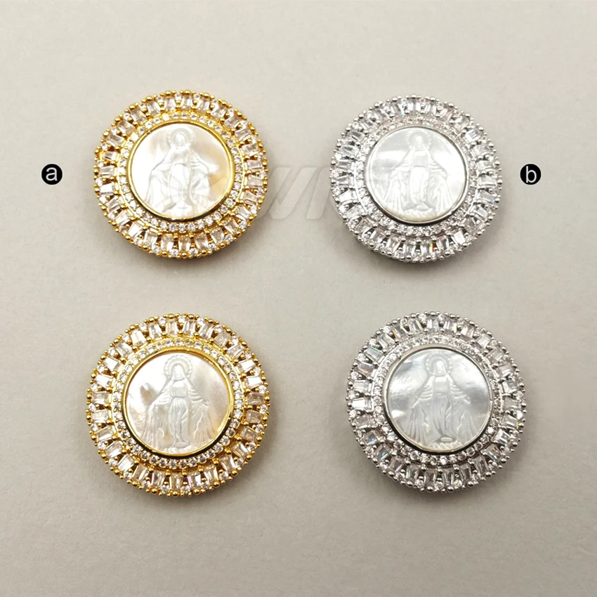 JF254 Бусины из кубического циркония в форме круга с микро покрытием с символом богини для изготовления ювелирных изделий для женщин.