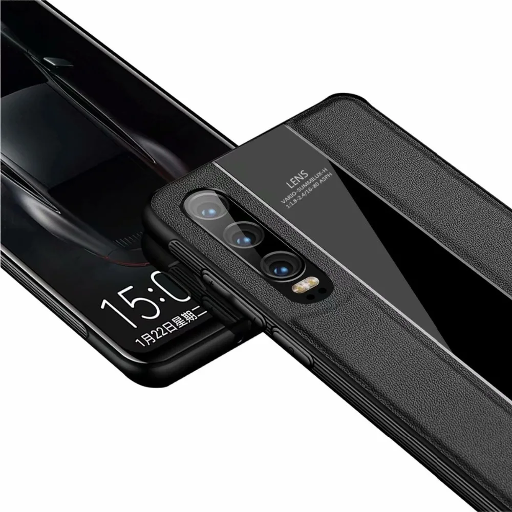 CBLGSXBABY tempered glass plus leather cowhide phone case For Huawei P30 TPU frame P20 Pro Mate 20 mate10 |