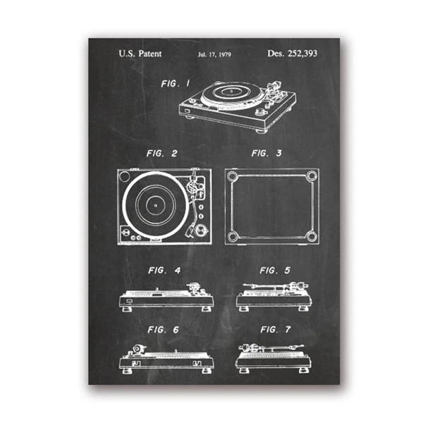 PH1282 Dj оборудование патент настенные художественные принты и плакаты Dj наушники проигрыватель Dj микрофон холст картины Современный домашний декор - Цвет: PH1282