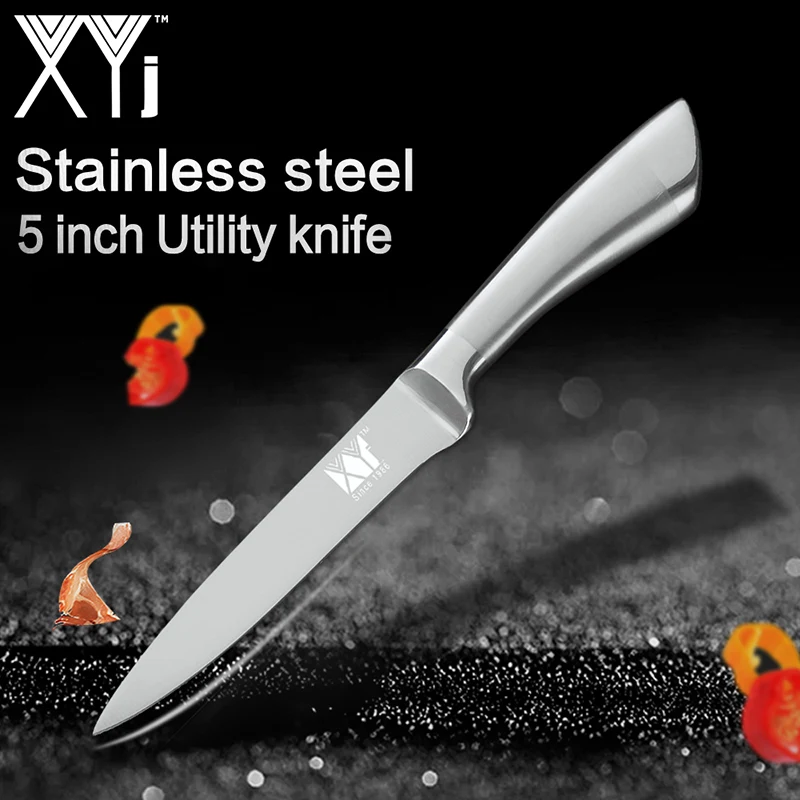 5 inch Utility Knife XYj 7cr17 набор кухонных ножей из нержавеющей стали, фруктовый нож Santoku, нож для нарезки хлеба, нож для приготовления пищи, цельные ножи - Цвет: 5 inch Utility Knife