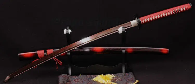 Японский Катана KILL BILL меч черный и красный сложенный стальной полный TANG Blade|blade