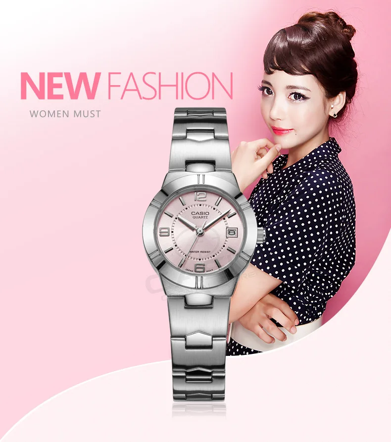 CASIO Часы Простые Модные часы Женское платье женские часы лучший бренд класса люкс кварцевые часы для женщин часы водонепроницаемые LTP-1241