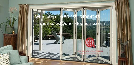 Aluminum alloy hurricane impact bi-fold door design folding doors with internal shutter and blinds outdoor glass fold | Строительство и
