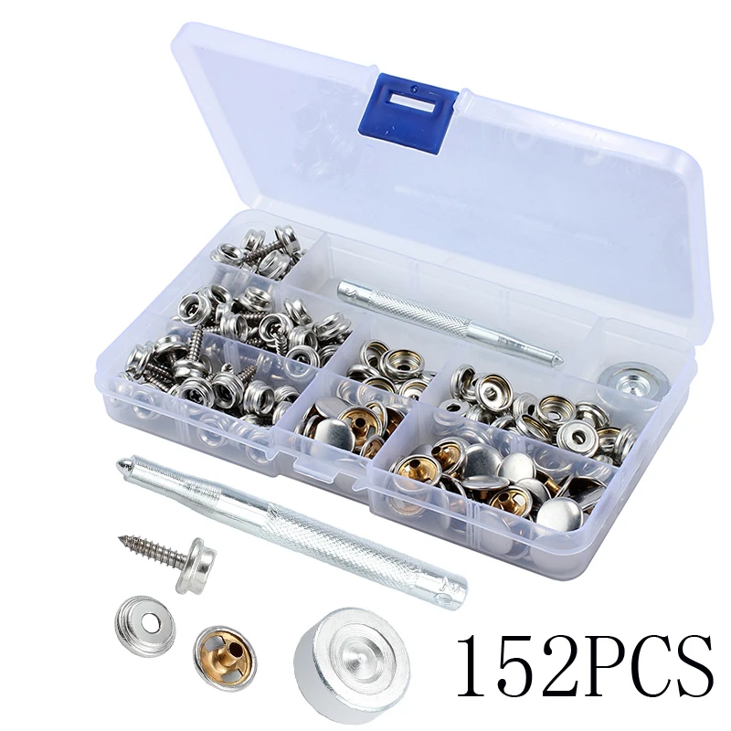 Straps Stainless Steel 152Pcs Cover For Boat Hoods Caravans Snap Screw Kit Handbags Clothing Button Decoration