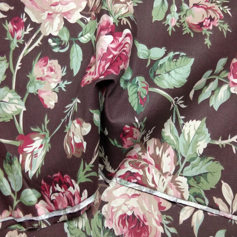 Симпатичная кофейная цветущая искусственная печать 100% хлопчатобумажная ткань