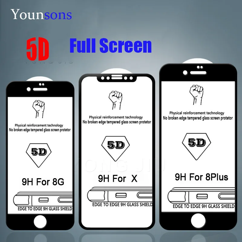 5D полное покрытие холодная резьба пленка из закаленного стекла для iPhone 6 6s 7 8 Plus X