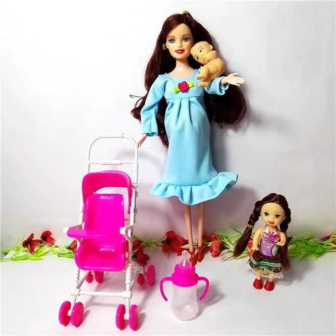 Toys doll 2 6 человек Семья куклы костюмы мама/папа/сын ребенок/Келли/карета девочки игрушки Мода беременных куклы детские игрушки подарок на день рождения кукла - Цвет: Toys doll 2