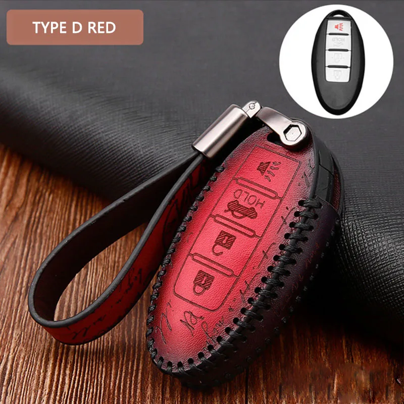 TYPE D RED Автомобильный чехол для ключей для Nissan TEANA Qashqai Juke Maxima Altima TEANA Tiida Sylphy Sunny X-Trail ключ дистанционного управления в виде ракушки брелок для ключей - Название цвета: TYPE D RED