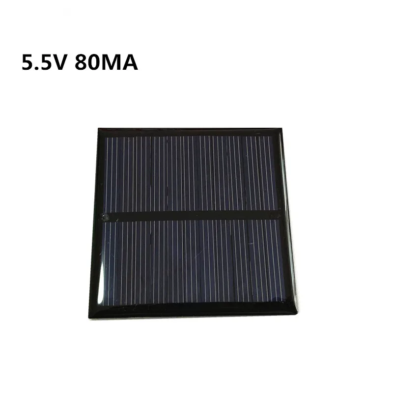 

Mini Polycrystaline Silicon Solar Panel 5.5V 80MA for Charging 3.7V mobile battery power board