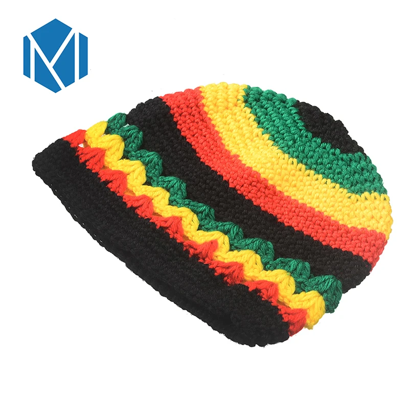 Мужская шапка в стиле хип-хоп радужную полоску вязаная для мужчин Jamaica Bob Marley Rasta