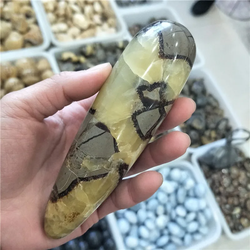 Большой размер натуральный septarium кристалл палочка целебные кристаллы септариевый Дракон кристалл драгоценный камень палочка Массажная палочка