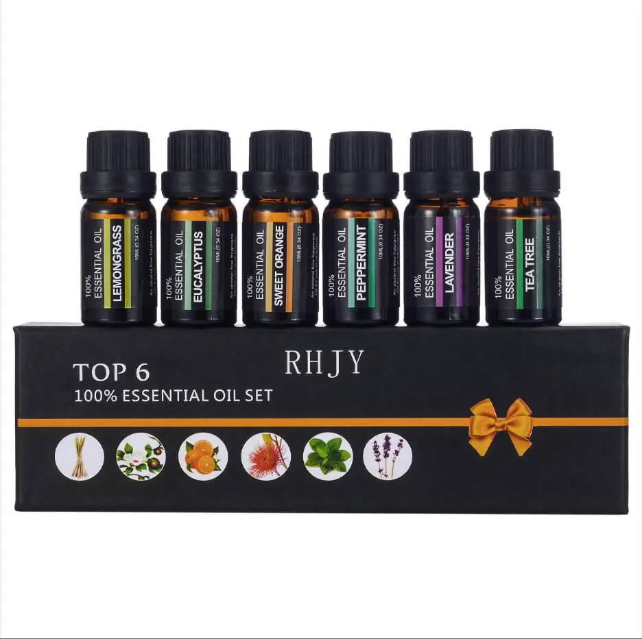 6pcs-set 6x10 мл водорастворимые цветочные фруктовые эфирные масла снимают стресс для увлажнителя воздуха спа ароматизатор освежитель воздуха ароматерапия TSLM2 - Цвет: 6pcs-set