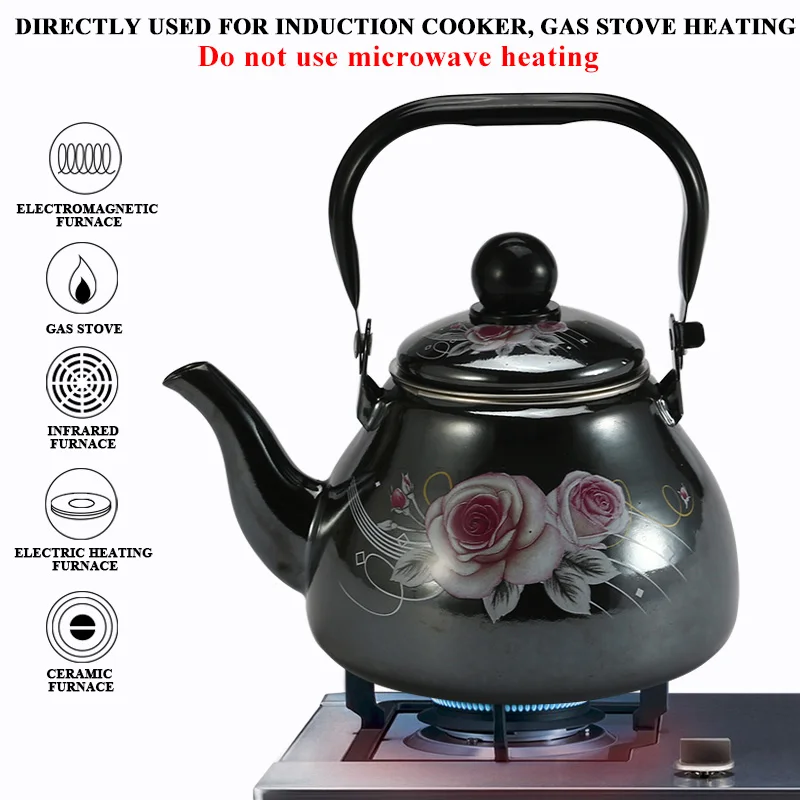 

1.1 L Chinese Traditional Enamel Water Kettle with Funnel For for Gas and Induction Cooker Home Tea Pot