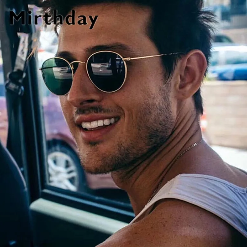 

Солнцезащитные очки круглой формы для мужчин и женщин, винтажные Роскошные брендовые зеркальные солнечные очки большого размера с линзами ...