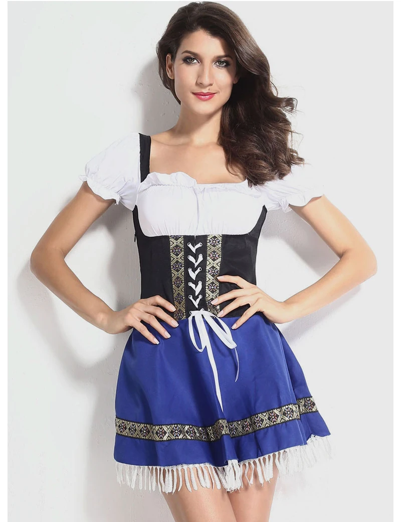 Размера плюс S XXXL пикантные синий пиво костюм служанка Девичья Костюм для