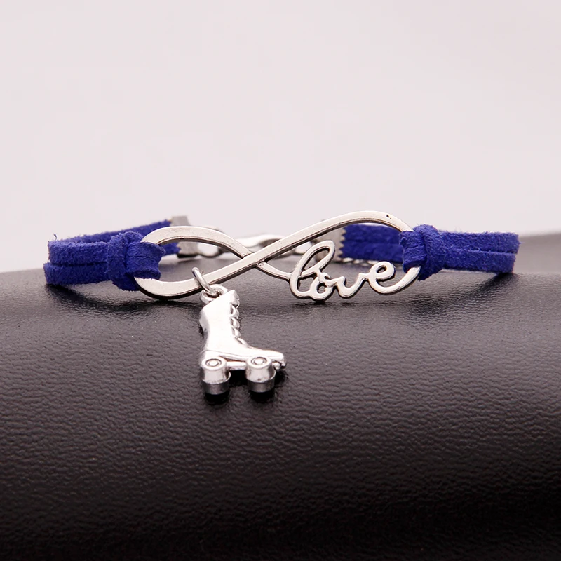 (10 шт./лот) браслет Бесконечность любовь роллер Скейт И Браслеты Шарм плетеный
