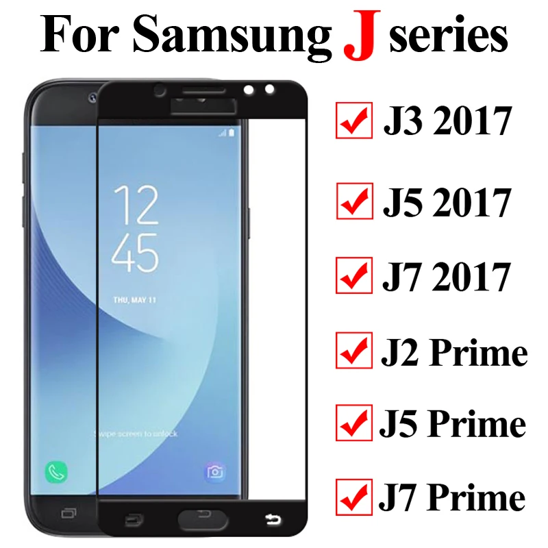 9D полное покрытие закаленное стекло для samsung j2 j3 j5 j7 2017 prime Защитная пленка экрана j
