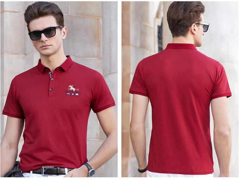 Поло de qualite superieure hauts et shirts Hommes Daffaires hommes marques polo 3D broderie с отложным воротником col hommes polo