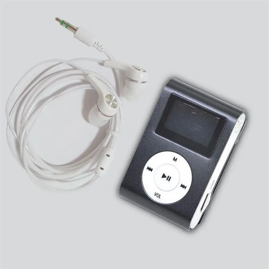 black Портативный MP3-плеер с ЖК-экраном мини MP3-плеер с зажимом и слотом для карт Micro TF/SD спортивные MP3 музыкальные плееры+ наушники+ кабель USB - Цвет: black