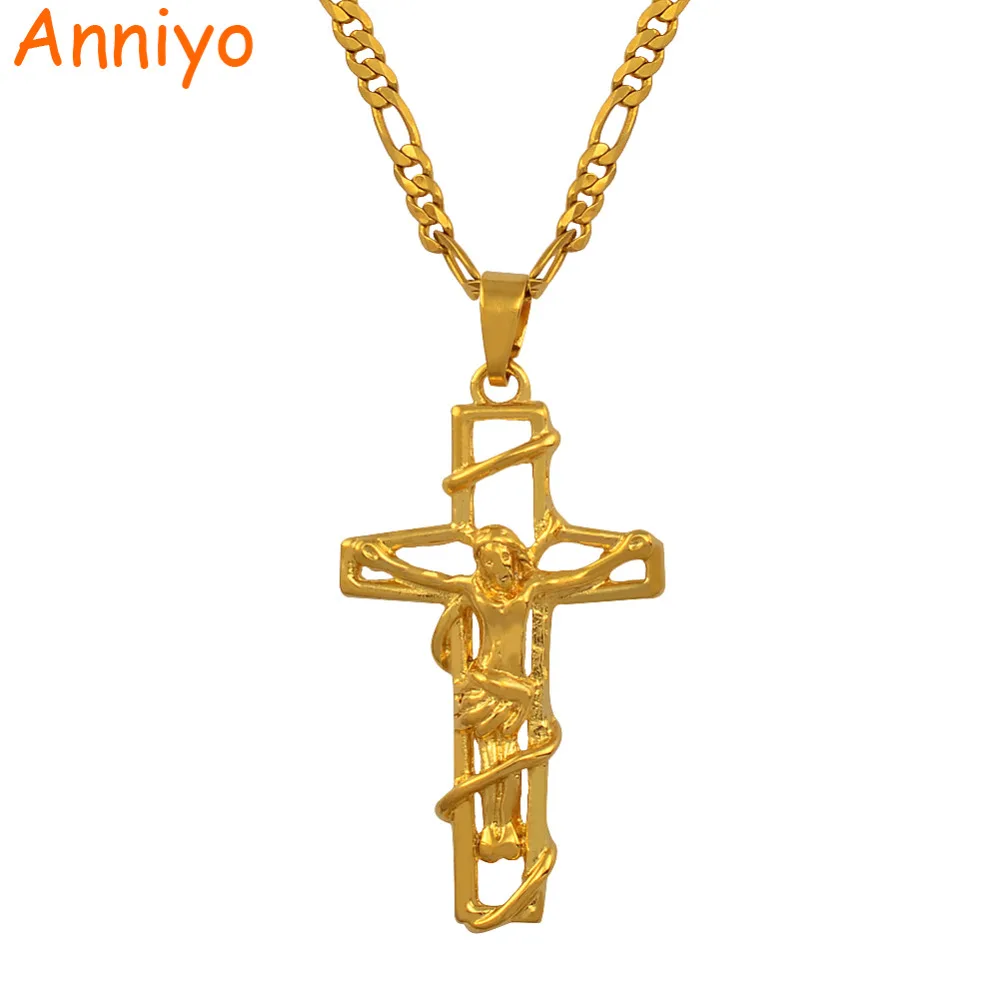Ожерелье с подвеской Anniyo Crucifixion of Jesus Cross для мужчин оптовая продажа ювелирных