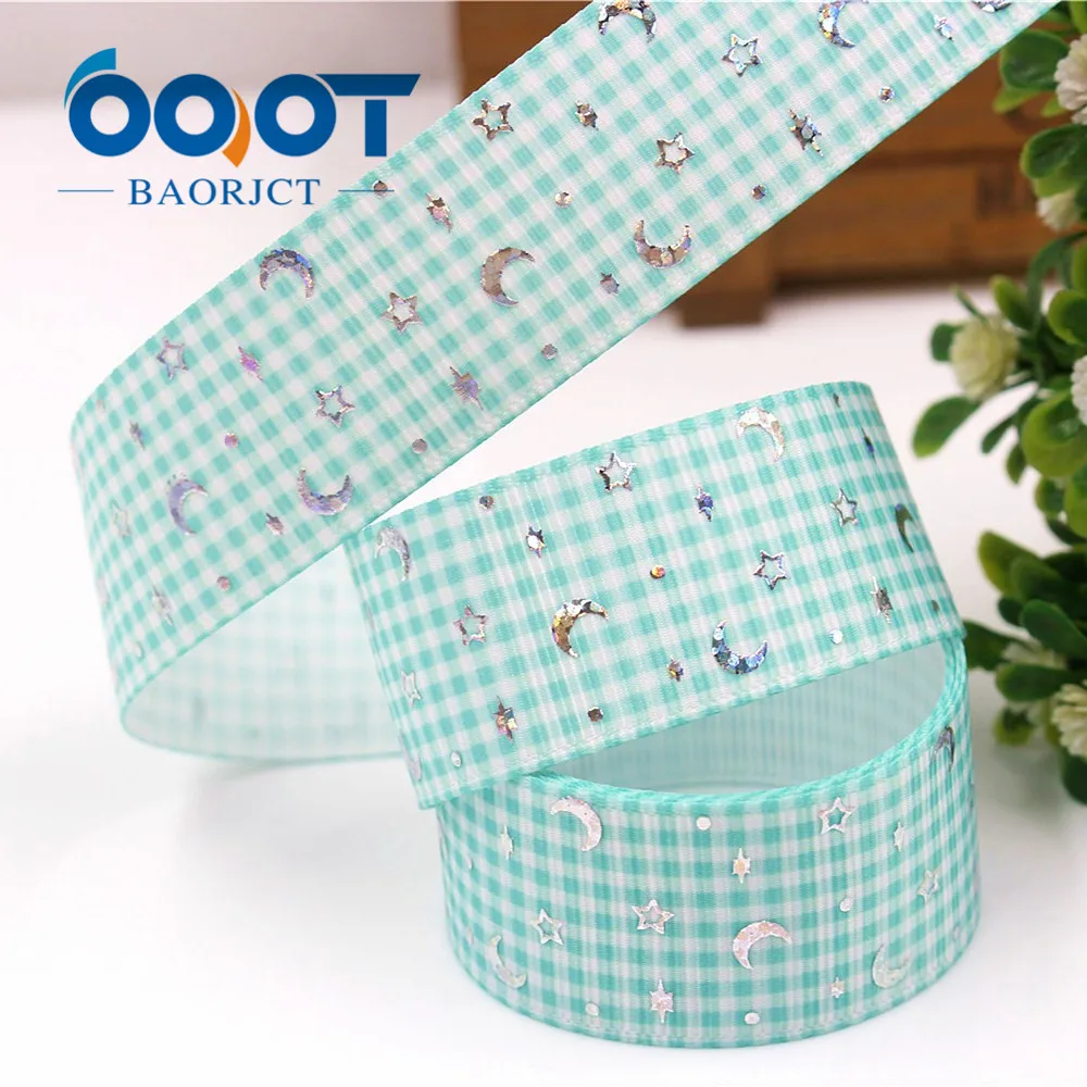 OOOT BAORJCT G-18604-319 блестящая Звезда Луна Лазерная Серебряная корсажная лента 25 мм 10