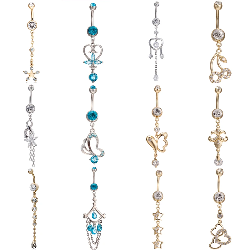 Женское кольцо для пупка из медицинской стали с бахромой и простыми лепестками