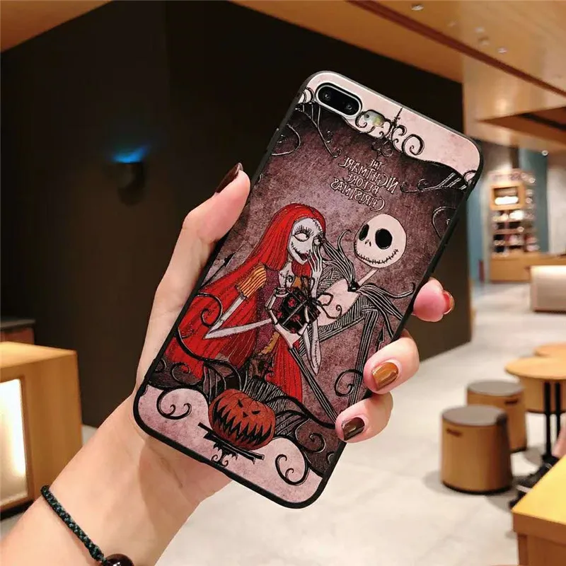 Хэллоуин Череп рельеф странный Джек черный ТПУ чехол для Coque iphone X XS XR MAX 6 6s 7 8 плюс