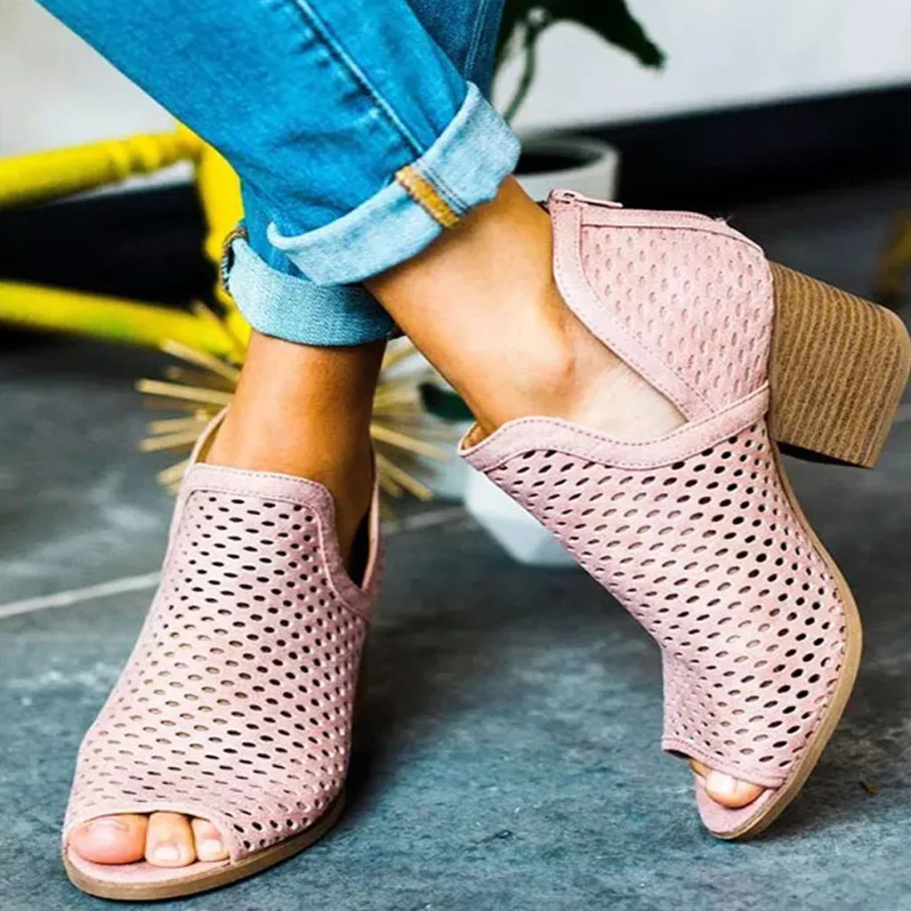 JAYCOSIN/женские босоножки вечерние туфли с открытым носком на низком каблуке