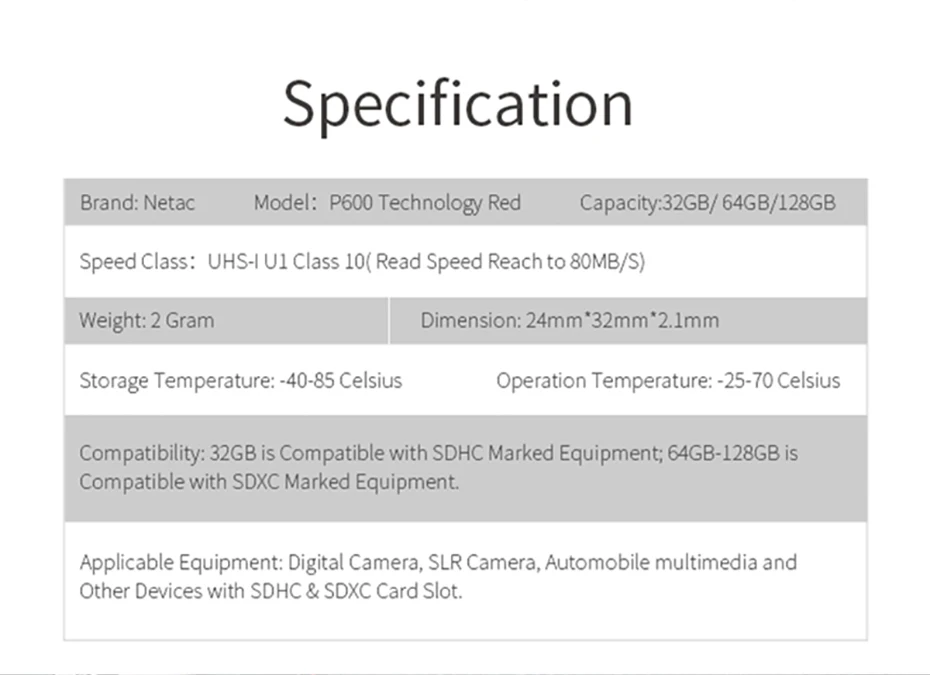 Netac P600 SD карта 16 ГБ 32 ГБ 64 Гб 128 Гб Full HD видео карта класс 10 SDcard 16 32 64 128 Гб карта памяти для камеры портативного устройства
