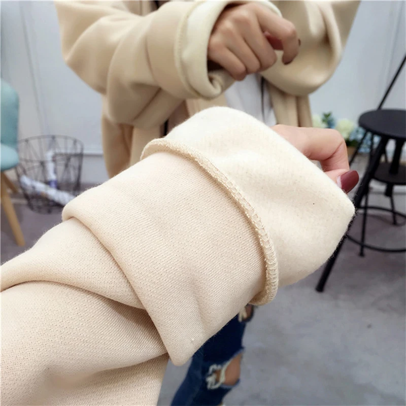 

Hoodies Women Elastic Hem Cuff Hooded Loose Zipper Simple All-match Korean Style Leisure Daily Sweatshirts Womens High Quality