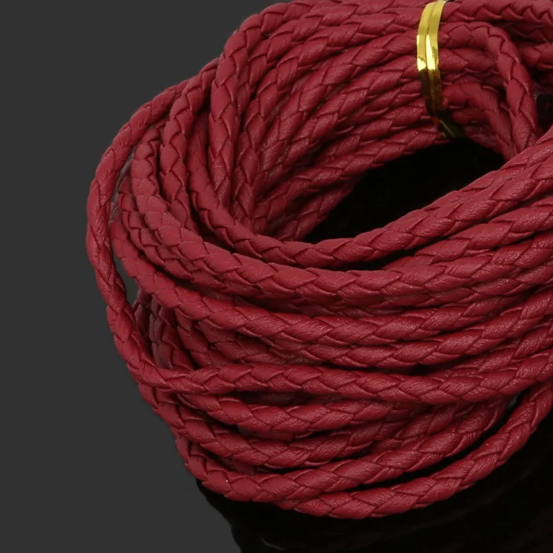 4 мм 5 м разноцветные круглые плетеные шнурок из искусственной кожи для