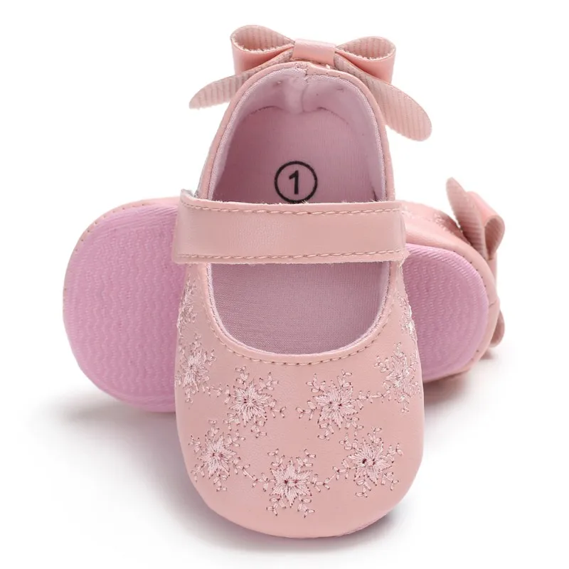Autumn Baby Shoes PU Bow Embroidery Flowers Girl First Walkers Fashion Newborn Girls Prewalker |