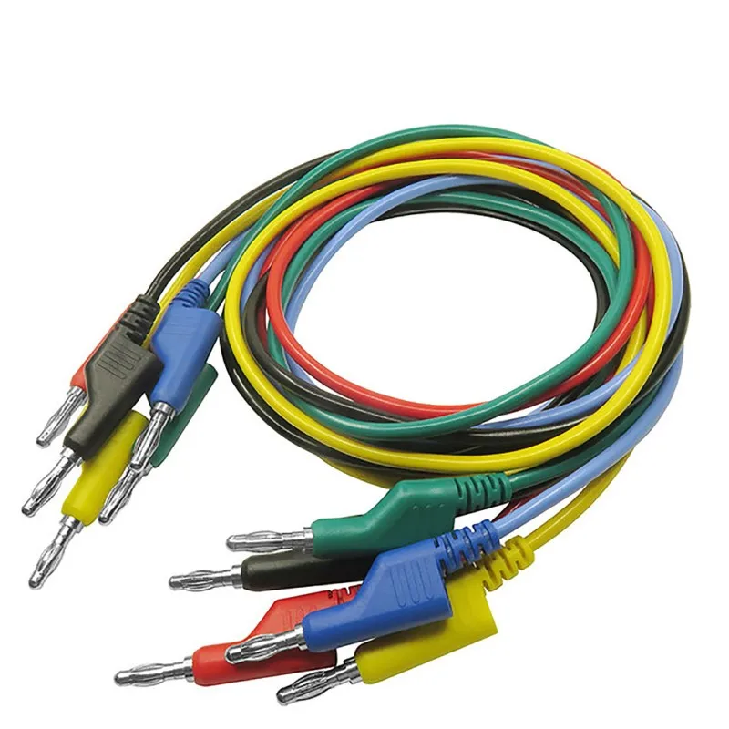 

Free Ship Cleqee P1036 1Set 5pcs 1M 4mm Banana to Banana Plug Test Cable Lead for Multimeter 5 Colors