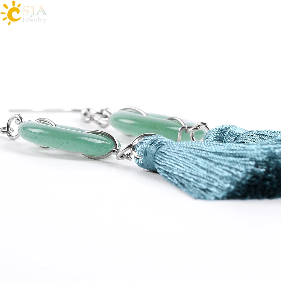 Женские длинные серьги CSJA в этническом стиле из шелка с кисточками Круглые