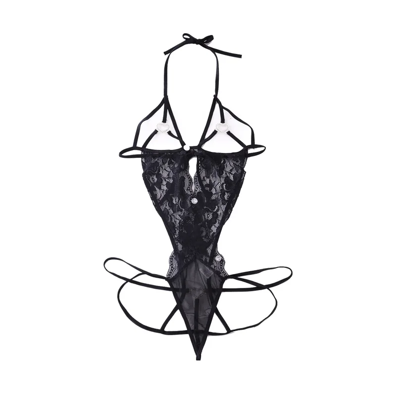 

Tranparent full open erotic lace underwear nipples net bra sexy women lingerie dress