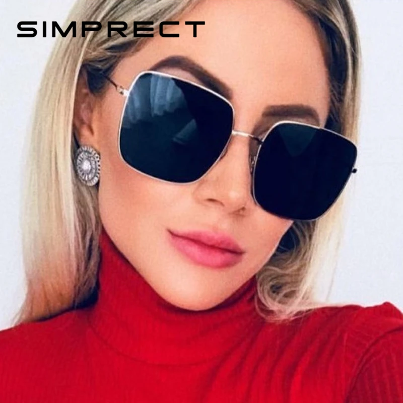 Мужские и женские зеркальные очки SIMPRECT большие квадратные солнцезащитные в