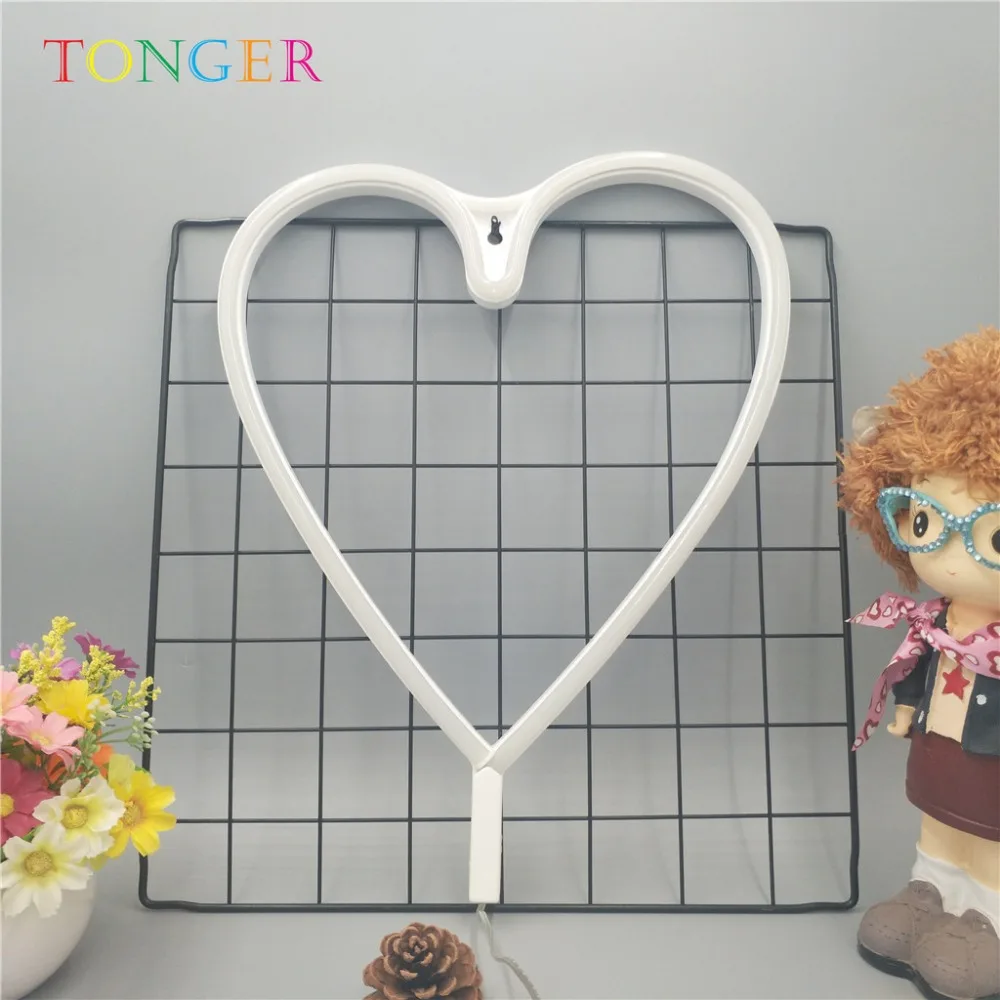 TONGER Operated pink hart Neon Art Sign LED Handmade Visual Artwork Home Wall Decor Leon Light for Kids Room TG2002 | Освещение
