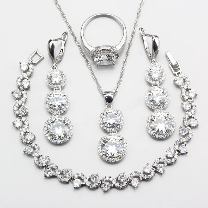 Женский ювелирный комплект из кольца и с белым цирконом|jewelry sets for women|silver jewelry
