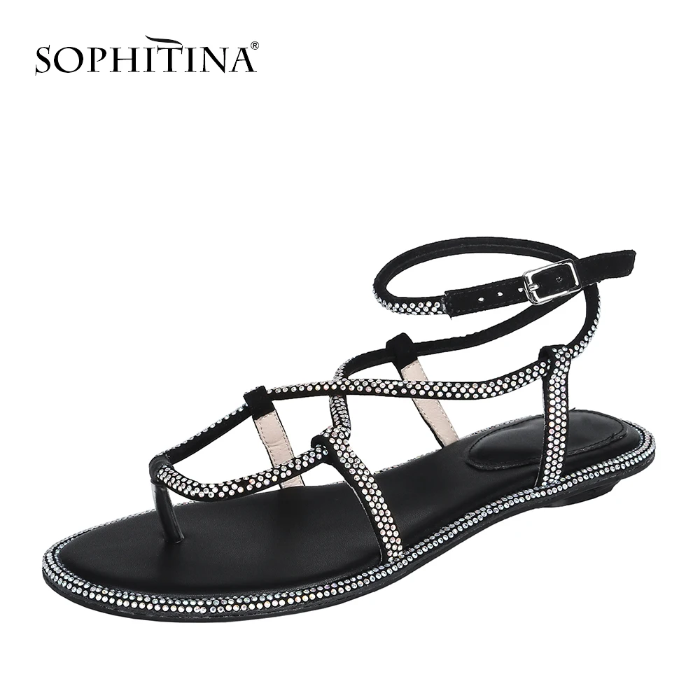 SOPHITINA/женские летние удобные дышащие однотонные сандалии на плоской подошве