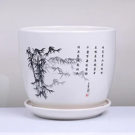 Chinese flower pot ceramic hanging orchid indoor balcony personality creative simple green plant basin with tray | Дом и сад