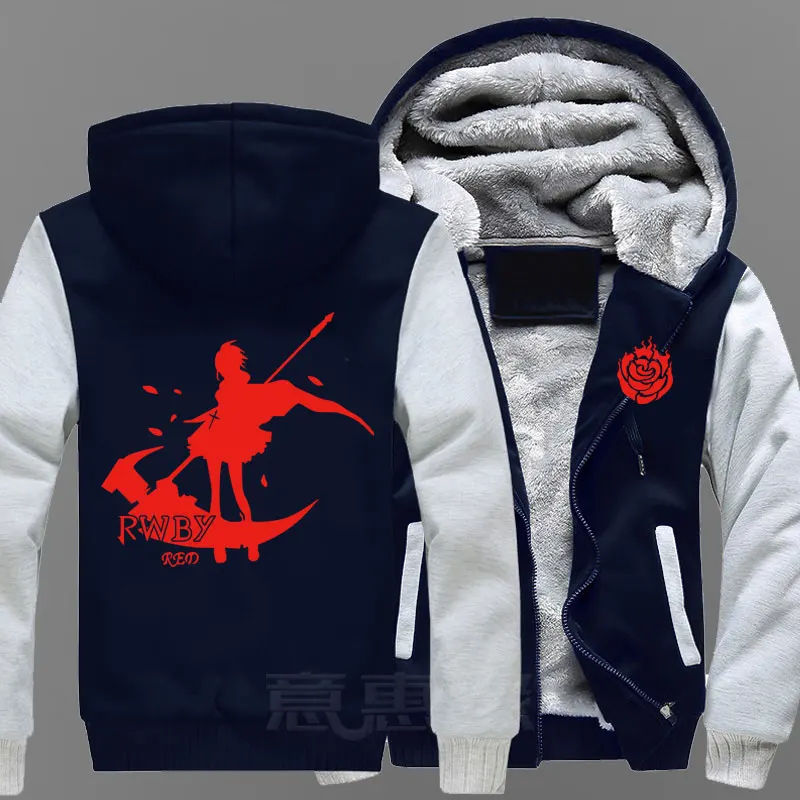 RWBY Толстовка Руби Роуз аниме пальто зимняя куртка Для мужчин толстые свитшоты на молнии - Цвет: 13
