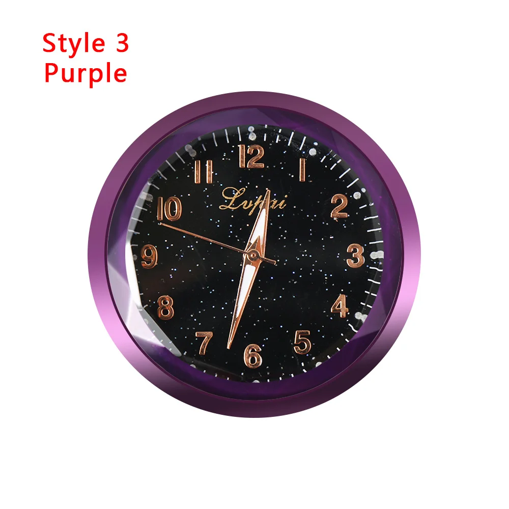 Style 3 purple Автомобильные декоративные часы для интерьера, кварцевые аналоговые часы WatcCah, автомобильные часы-наклейка, аксессуары для салона автомобиля - Цвет: Style 3 purple