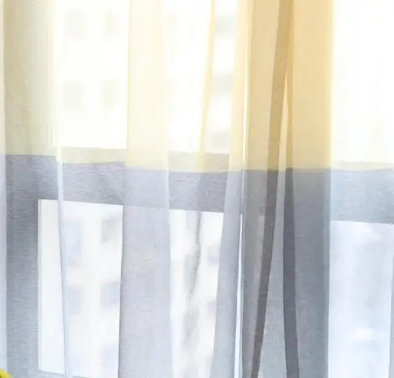 Yellow tulle Шторы в скандинавском стиле, затеняющие шторы для спальни, трехцветные панели, занавески для гостиной, затеняющие шторы, готовое изделие, простой современный - Цвет: Yellow tulle