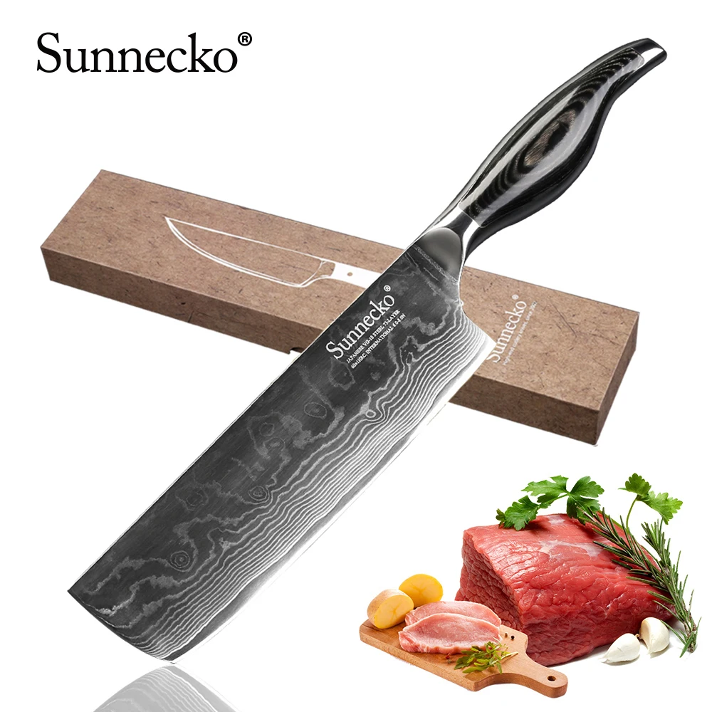 Профессиональный 7 дюймовый дамасский Кливер SUNNECKO VG10 японские острые кухонные