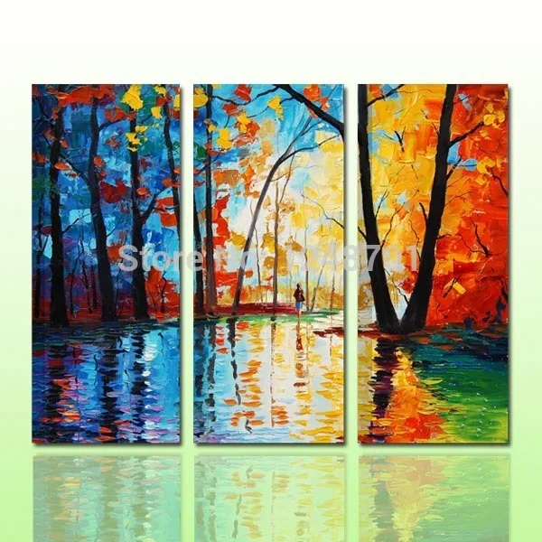 Современный дизайн 3 шт./компл. палитра нож лесная Группа картина маслом на холсте